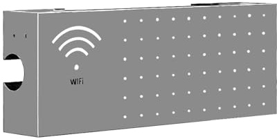 Pzuryhg WiFi-routerhållare – snyggt monterat skydd för nätverksutrustning, platsbesparande väggfäste med starkt stålhölje, rörfri enhetsskyddssystem, perfekt för arbetsplats hemma