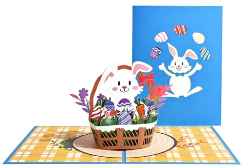 Générique Biglietti d'auguri 3D | Souvenir 3D di Uovo di Pasqua e Coniglio | Biglietto di Pasqua con messaggio di ringraziamento, per insegnanti amici, famiglia, moglie, marito, fidanzata, madre e