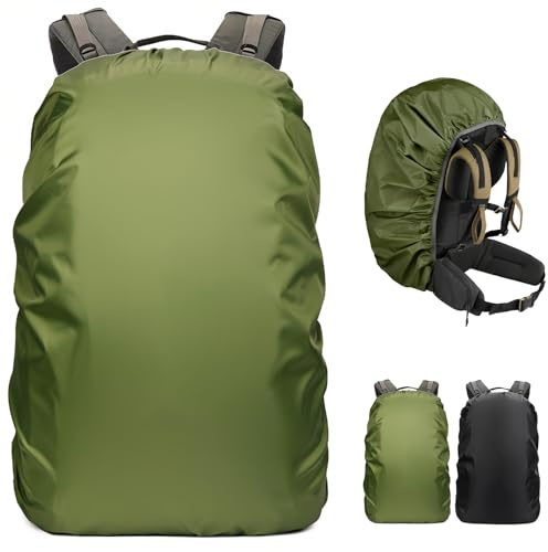 Lethra 2PCS Waterproof Backpack Rain Cover, Waterproof and Dustproof Bag Rain Cover, Rucksack Rain Cover for Outdoor Traveling, Climbing, Hiking, Camping, Black and Army Green (40-50L)