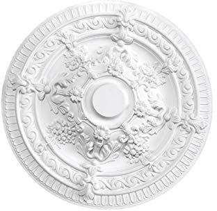 HEXIM Perfect Stuckrosette B3009, Ø 66cm - Deckenrosette weiß, aus PU/Polyurethane, Zierelement, Stuck, Wanddeko Wohnzimmer Lampe rund