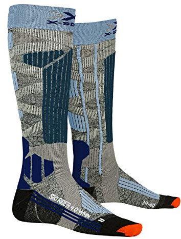 X-Bionic X-Socks Ski Rider 4.0 Wmn, Calze Invernali da Sci Donna, Stone Grey Melange/Mineral Blue, M