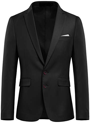 Allthemen Anzugjacke Herren Slim Fit Sakko Modern Blazer für Business Hochzeit Freizeit Schwarz S