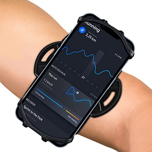 HLOMOM Brazalete Deportivo para teléfono móvil, Soporte para teléfono móvil, 360°con Conector para Auriculares y Llavero Apto para iPhone 16/15/14/13/12/11/Pro/XR/8，Compatible con 4-6,5 Teléfono