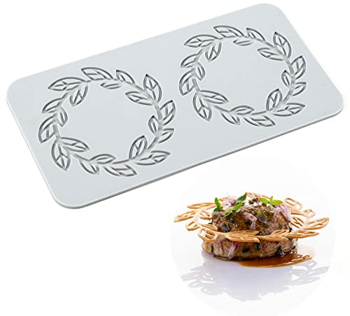TUKE Spetsformar för tårtdekoration 3D-blad silikonformar för bakning av gummiformer, lera, fondantformar, spetsmattor, blomma, vaxkaka, bi-mönster för socker, choklad, polymer (blad_21 x 10 x 0,3