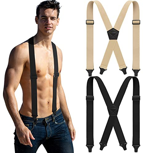 2 tirantes para debajo de la ropa para hombres, tirantes amigables con el aeropuerto, clips de plástico, para senderismo, tirantes ocultos para hombres, Forma de X, Taille unique