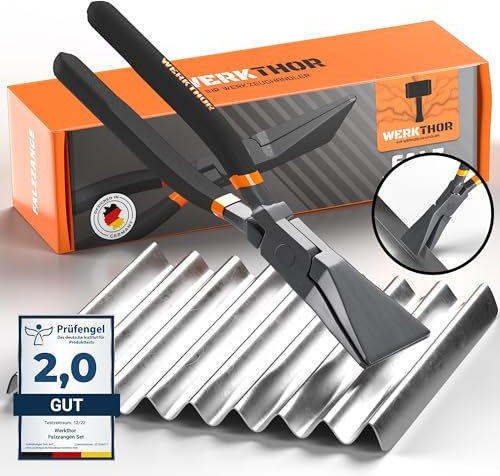 WERKTHOR Falzzange – [180°] Abkantzange für extrem präzises Abfalzen – erprobtes Dachdecker Werkzeug für Heimwerker – 60mm Maulbreite (180°)