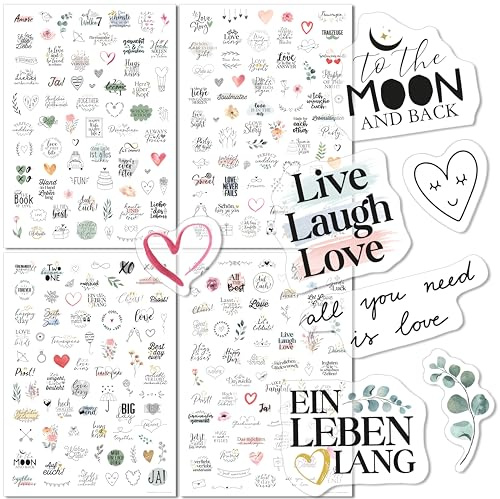 FRUITPRINTS I 288 klistermärken – transparenta – bröllop för gästbok I 4 klistermärkesark DIN A4 I för bröllopsalbum, inbjudningar, tackkort I klistermärke scrapbook bullet journal (transparent)