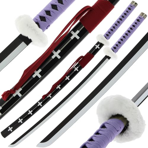 Bamboo Handmade Anime Katana – 100cm Wooden Blunt Sword Prop with Sheath – Safe Cosplay Anime Inspired Replica for Collectors & Roleplay Traf Law Purple Sword
