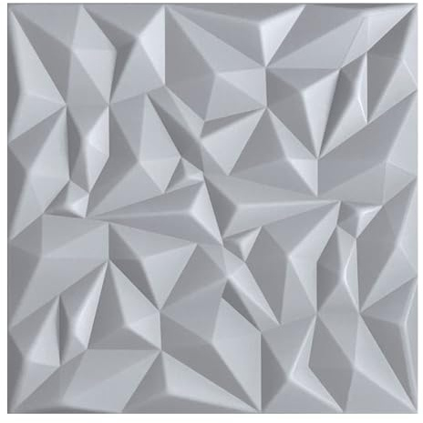 Panneaux 3D, panneaux polystyrène, panneaux plafond, panneaux muraux 3D, décors, plafonds - Revêtement mural miroir, épaisseur 3mm - 50x50cm / ‎‎18m² - 72 pièces (gris clair 02)