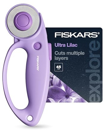 Fiskars Loop Roterande skärare, Explore Collection Ultra Lilac, Precision-Ground Stålblad för tyg, filt och vinyl, 45 mm