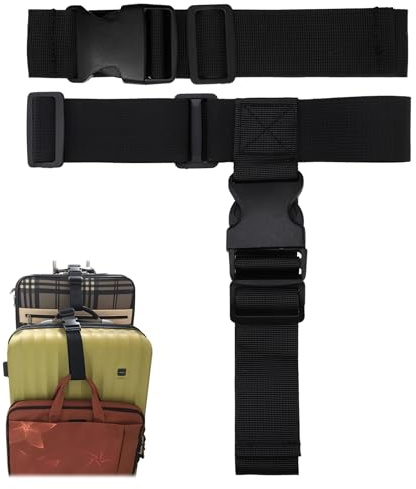 2 Pack Luggage Connector Straps for Suitcases,1.5W T-Type Suitcase Straps Adjustable Add a Bag Luggage Strap Heavy Duty Suitcase Belt for Joining 3 Suitcases Travel Baggage Attachment Accessories