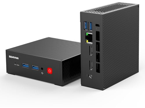 SOAYAN Mini PC N2, Alder Lake-N150 (bis zu 3,6 GHz), 16GB DDR4 500GB SSD Micro Desktop Computer, 4K UHD, WiFi 6, BT5.2, 4K@60HZ UHD Dual Display, für Business, Heimkino