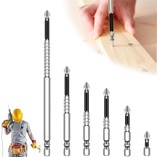 High Magnetic Screwdriver Drill Bit Set, Strong Magnetic Durability Screwdriver Drill Bit Set, Anti-Slip Magnetic Impact Screwdriver Bit Kit, for 25 50 65 70 90 150mm6PCS