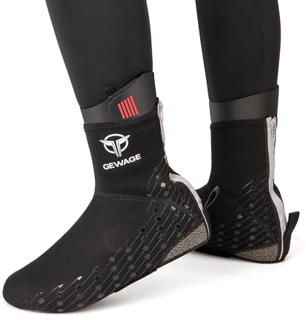 GEWAGE Cubrezapatos de Invierno para Rennrad & MTB – Cubrezapatos térmicos para Bicicleta, Transpirables, no Impermeables, Logo Reflectante, talón y Puntera Reforzados, Agarre de Silicona, S–XXL