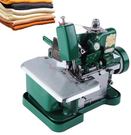 Máquina de coser overlock industrial, remalladora de 250 W con marco metálico resistente, longitud de puntada ajustable, remalladora eléctrica para acabado de prendas(Green)