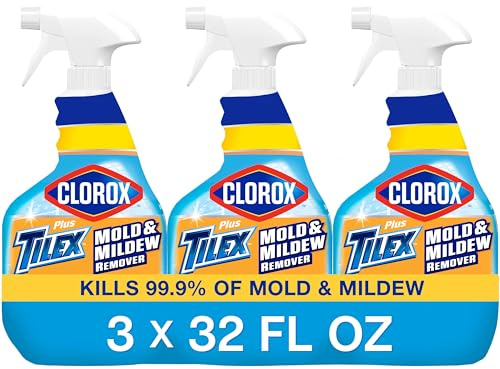 Clorox Plus Tilex Mold and Mildew Remover with Bleach, Spray Bottle, 32 Fluid Ounces, Unscented, Pack of 3