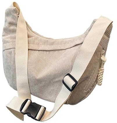 Generisch Umhängetasche Damen Crossbody Bag Cord Tasche Casual Schultertasche Elegante Kuschelig Halfmoon Bag mit Verstellbarer Schultergurt Bauchtasche Damen für Arbeit Reisen Alltag 2025