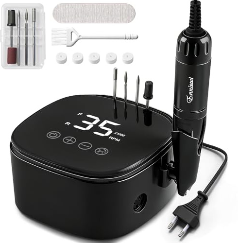 Enniewi Ponceuse pour Ongles Professionnelle 35000 RPM, Ponceuse Ongle avec Écran Tactile LCD & Support, Lime a Ongle Electrique, Kit Manucure Pédicure pour Salon/Maison, Acryliques et Gel, Noir