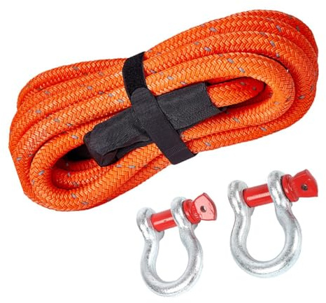 Corda Traino Auto Di Recupero - Fune Rimorchio Auto Cinetica - 8000kg (2.32cm X 10m) - Resistente Con 2 Grilli Morbidi - Per UTV Fuoristrada Trattore - Nero(Oranje,8 tons 10 meters)
