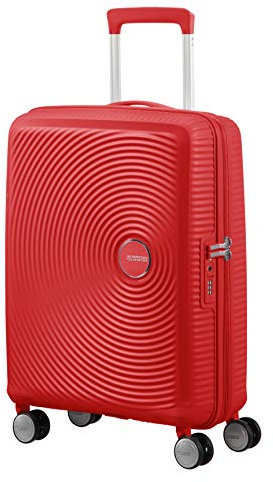 American Tourister Soundbox - Handgepäck Koffer 55 x 40 x 20/23 cm -Hartschalen Kabinentrolley für die meisten Airlines inkl. EasyJet - Erweiterbar, 4 Rollen & TSA-Schloss - 35.5/41 L - Rot