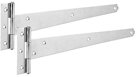 XFORT® 2 Pack Zinc Plated 150 mm T-Hinge, Metal Tee Hinges with Shiny Finish Protecting Against Weather, Ideal for External Use on Gate, Shed, and Barn Doors