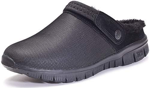 Zuecos Unisex Hombres Mujeres Zapatillas de Estar Invierno casa Cálido Comodidad Suave Invierno Pantuflas Zapatillas Antideslizantes Impermeable,Negro-Style A,41 EU