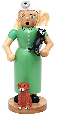 Dekohelden24 Holz Räucherfigur/Räucherfrau als Tierärztin, L/B/H: 10,5 x 8 x 19,5 cm.