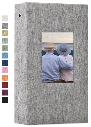 Vienrose Photo Album 4x6 with 300 Pockets Fabric Linen Cover Photo Book Slip-in Picture Albums for Baby Wedding Family Grey
