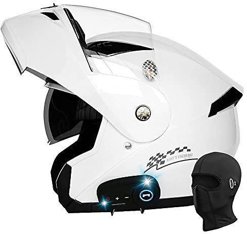 Bluetooth Modular Helmet Motorcycle Modular DOT/ECE Approved Full Face Integrated Flip up Dual Visor ​Anti Fog Sun Shield Built-In Dual-Speaker Bluetooth Headset for Men Women