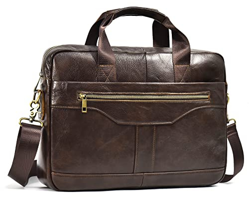 newsbirds 15,6 tum herr laptopväska läder portfölj handväska för män affärsväska notebookväska herr kontorsväska