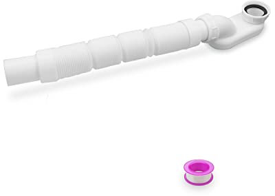 Tuyau d'évacuation de Baignoire et Douche, Profil Bas, kit de Siphon Plat 1 1/2 P, Flexible autoportant pour Baignoire