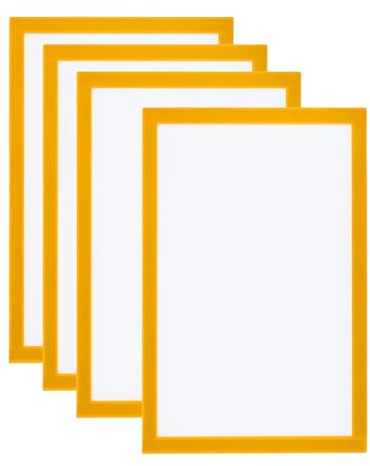 PATIKIL 4 Piezas A4 Marcos Magnéticos Autoadhesivos, Portafotos Información Marco Foto Marco Cierre Magnético para Postales, Notas, Dibujos, Transparente, Amarillo