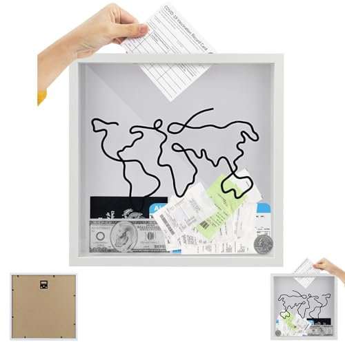 Adventure Archive Box, 28,7 x 28,7 cm, caja de viaje, caja de almacenamiento de viaje con ranura, hucha hucha Holiday Fund para adultos, regalo de San Valentín