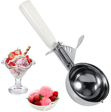 DeJivsin Cucchiaio Gelato, Paletta Gelato 8 cm, Porzionatore per Gelato, Cucchiaio per Gelato in Acciaio Inox, Paletta per Gelato, Cucchiaio per Gelato, Dosatore Gelato per Gelato, Biscotti
