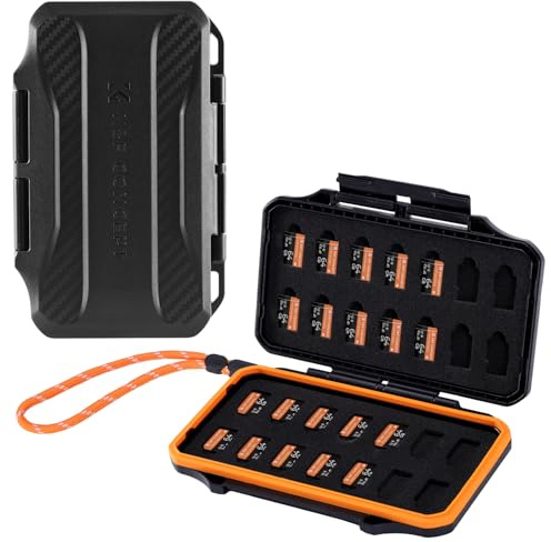 K&F Concept 28 kortplatser Micro SD-korthållare, bärbart minneskortsfodral för 28 Micro SD SDXC SDHC TF-kort, vattentålig anti-chock Micro SD-kortväska organisatör