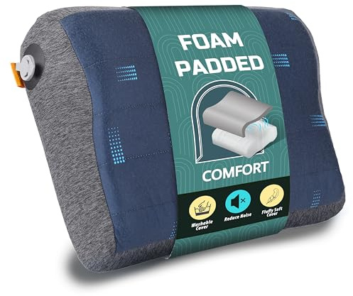 TREKOLOGY ALUFT Pro Inflatable Camping Pillow with Removable Foam-Padded Case - Camp Pillow for Camping & Hiking, Backpacking, Airplane, and Travel - Add to Your Outdoor Backpacking Gear Essentials