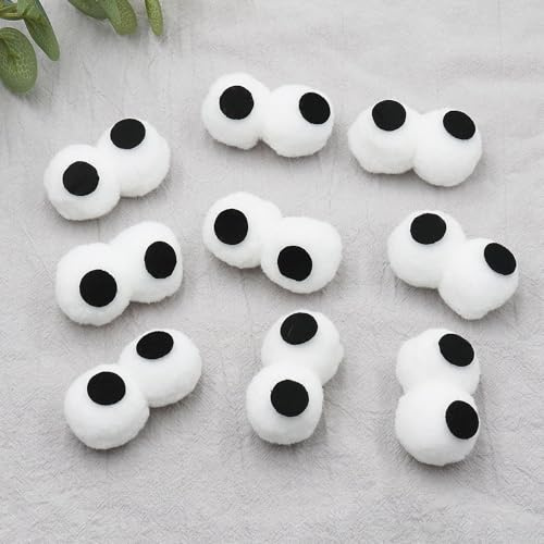 WANYI 20 Coppie Pompon 55mm Pom Pom con Gli Occhi Palline in Feltro Fai Da Te Accessori per bambole, Artigianato Creativo Per Decorazione di Bricolage Festa