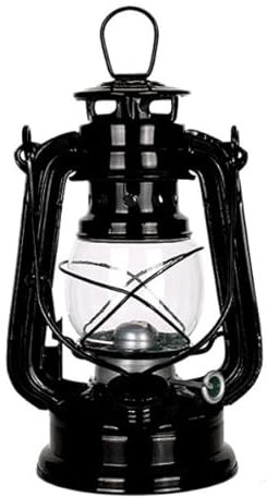 Lampada a petrolio, lampada a olio, 19 cm, con stoppino per lampada a olio, vintage, portatile, nero, in ferro stagnato, decorazione per la casa, illuminazione per interni ed esterni