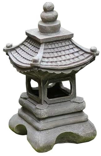 Farol solar de pagoda, torre de piedra retro, luz nocturna de villa pequeña, decoración creativa de jardín, adornos artesanales, lámpara solar de jardín de resina, linterna de palacio de pabellón de