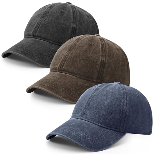 ViEinkaufen 3 Pack Distressed Baseball Caps Adjustable Vintage Washed Hat