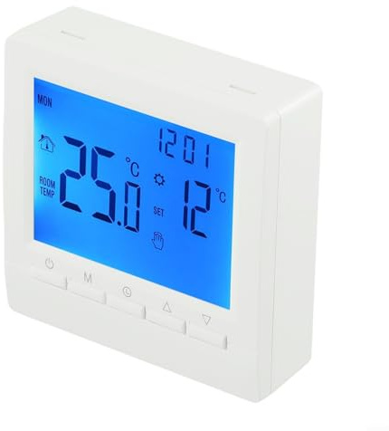 Termostato inalámbrico digital, controlador de temperatura ambiente LCD con sensor integrado, termostato inteligente programable con 2 tornillos de fijación