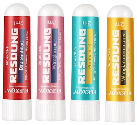 4 pieza Nasal Stick, Inhalador Nasal, Rápido de la Congestión Nasal y facilitar la respiración, Ideales para el trabajo y la escuela