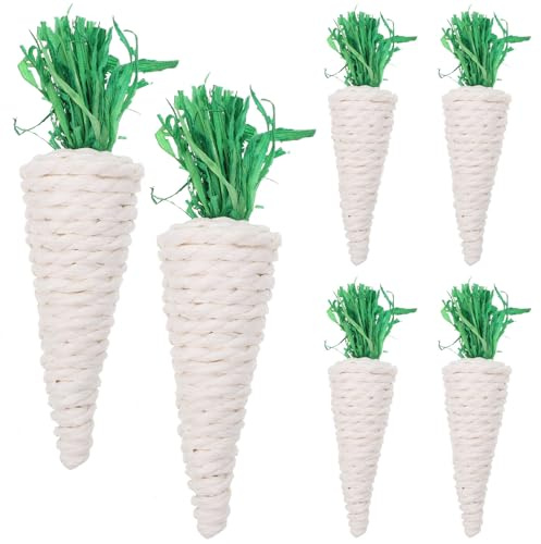 VERDANVERSE Juguete para Morder Hámster 6 Piezas de Paja Natural en Forma de Berenjena para Roedores Pequeños Suministros para Chinchillas y Conejos Adecuado para Mantener Dientes