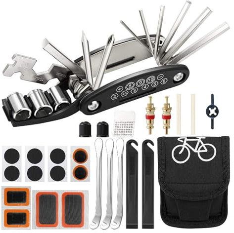 16-in-1 Bike Tool Kit, Portable Bycle Puncture Repair Kit, Multifunction Repair Tools for Road & Mountain Bicycles