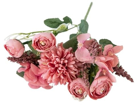 Hortensior konstgjorda blommor 1 st silke konstgjorda blommor hortensia ros utomhus skydd rum hem vas bröllop brud buketter (färg 6)