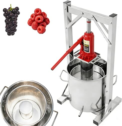 Pressa idraulica per frutta, pressa per vino a pressione da 3 tonnellate, pressa per sidro in acciaio inox per uso domestico, succo d'uva e sidro di mele