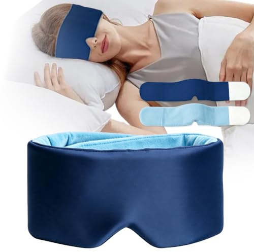 Sleep Mask Blackout, Reversible Weighted Sleeping Mask with Glass Beads for Side Sleepers, Zero-Pressure, Ultra Soft Eye Masks for Women Men 3D Blindfold for Nap/Travel Essential