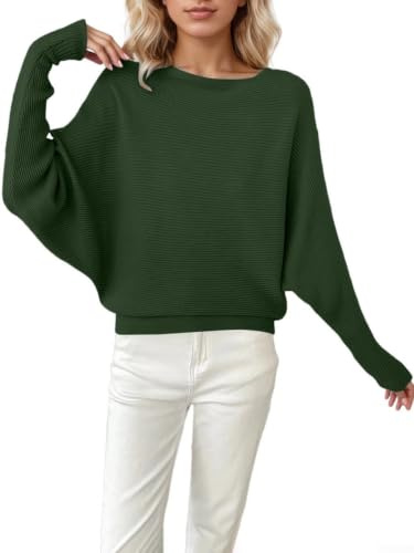 VRTYVEYBB Dam axelfri bred ärm pullover stickade kläder sommar | Polyestertyg, lätt känsla, andningsbar textur, avslappnad stil, enkel skötsel tvättinstruktioner