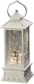 Konstsmide, 4365-200, LED Wasserlaterne Schneemänner, weiß, wassergefüllt, 5h Timer, warm weiße Diode, batteriebetrieben, Innen, Large 27cm