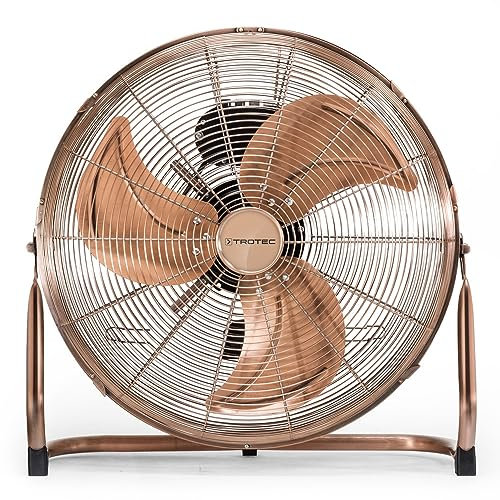 TROTEC Bodenventilator TVM 17 – 100 Watt, Neigungswinkel 110°, 3 Stufen, Ø 45 cm, kippfester Stand, leise, Kupfer